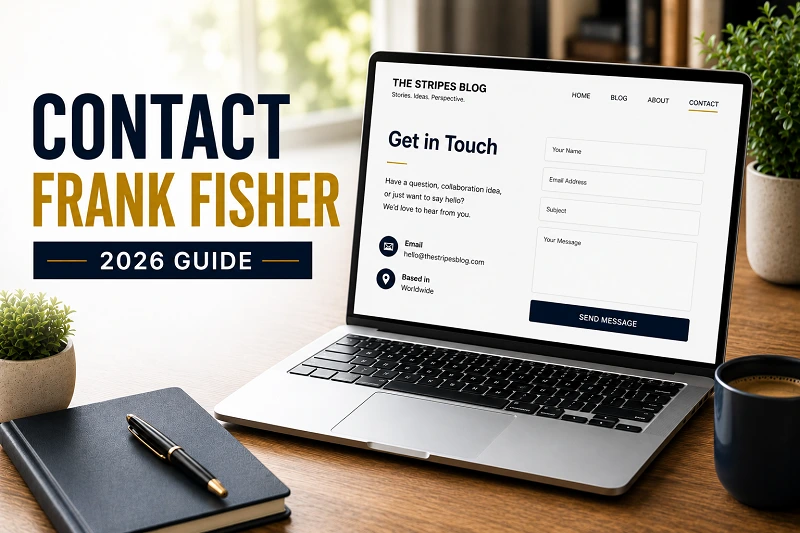 Contact Frank Fisher TheStripesBlog official contact form on laptop screen